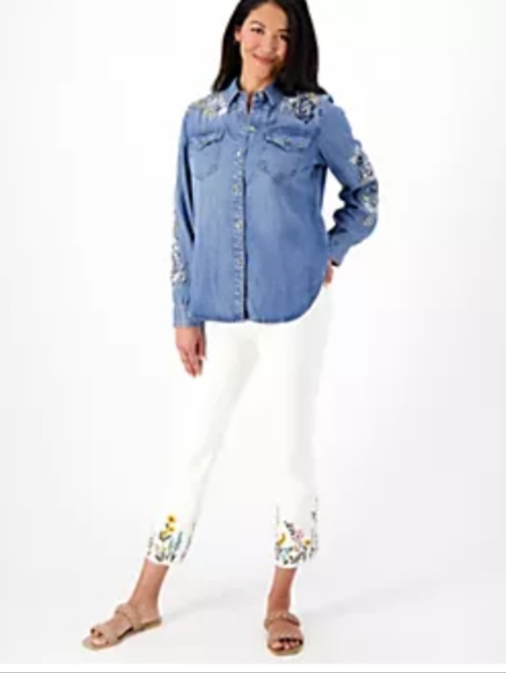 Driftwood Driftwood Off white Jeans Colette Embroidered Crop Jean Size 18 EUC